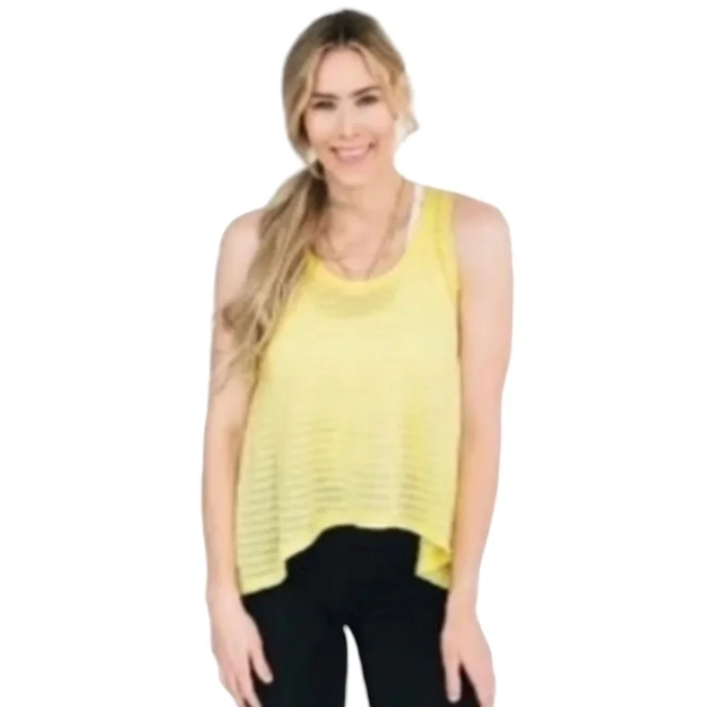 Zyia Active Lemon Nimbus Split Back Yellow Athletic Tank Top Women’s Large - Picture 1 of 14